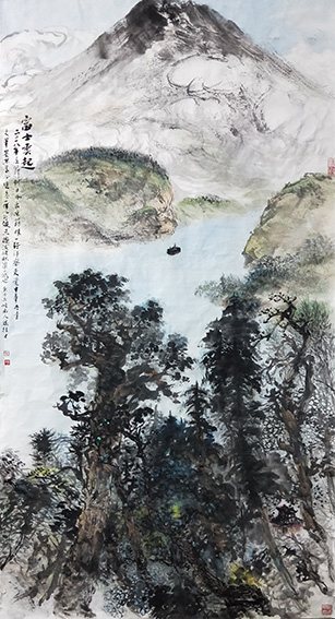 梁桂才作品《富士云起》规格：196cmX98cm.jpg