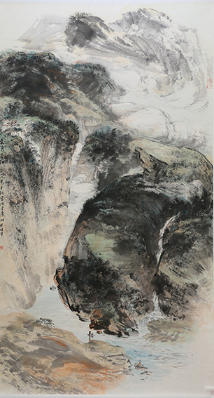 梁桂才作品《云湧蜀江》规格：196cmx98cm.jpg