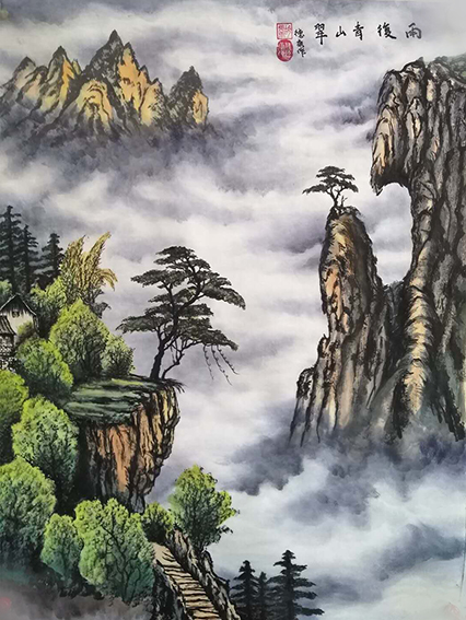 胡德康作品1《雨后青山翠》献给抗疫逆行的英雄 60×96cm 画于2020年正月.jpg