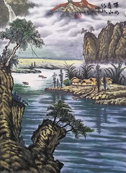 胡德康作品3《隔水青山似故乡》60x96cm 画于2020年3月14日.jpg