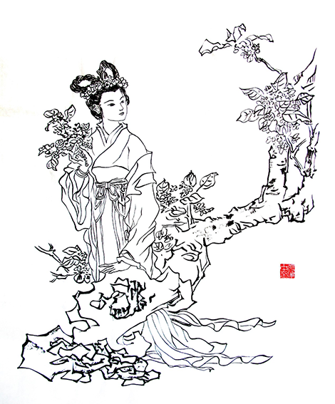 张彦中作品8《白描仕女图》.png