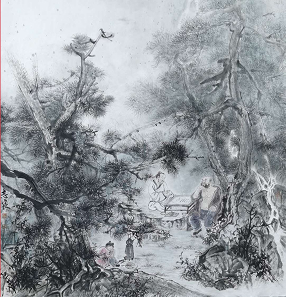顾志良作品9《松下岁月长》70X70cm 2020年.jpg