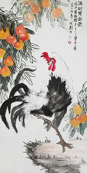 何影作品2《满树黄金果》136cmX68cm.jpg