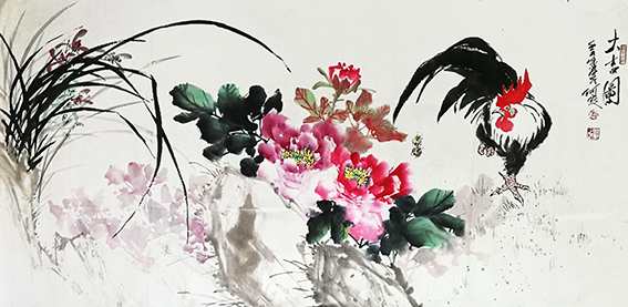 何影作品10《大吉图》136cmX68cm.jpg