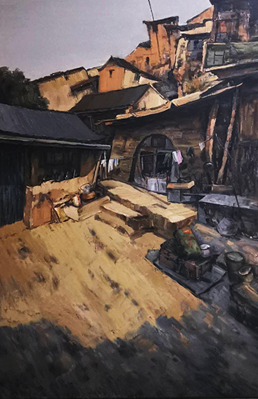 智超作品3《深庭》80X120cm 油画 2019年 在山西盂县大汖古村落写生记.jpg