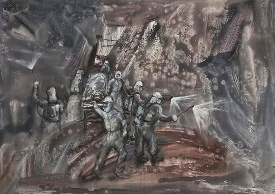 智超作品6《抗疫行动》120X160cm 油画丙烯昆合创作.jpg