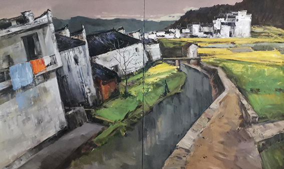 智超作品9《婺源河乡》100x160cm 油画 写生记.jpg