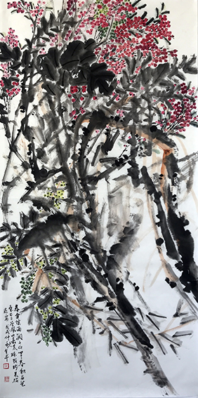 道金平作品《春雷惊雨润千山》规格：68cmx138cm 创作年代：2018年.jpg