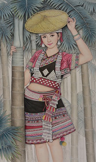 肖耀彩作品3《花腰傣少女》104 X 64cm 2013年.JPG