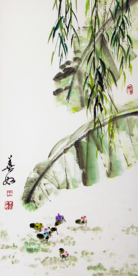 王晓燕水墨画作品《芭蕉树下》规格：129cmX69cm 创作于2018年3月.jpg