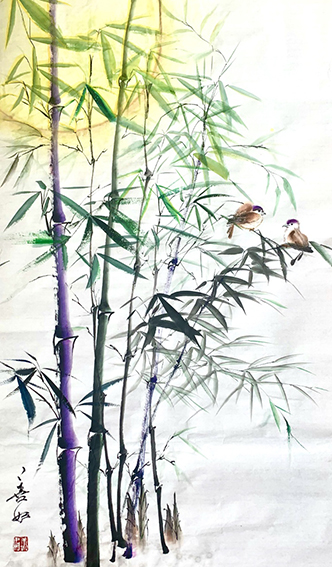王晓燕水墨画作品《东方吹来满眼春》规格：129cmX69cm 创作于2020年2月.jpg
