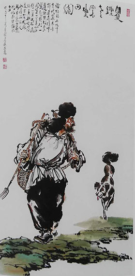 吕程远作品3《矍铄老农乐田园》130cmX70cm 2013年.jpg