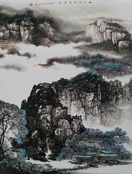 吕程远作品4《山重水复云连村》131cmX96cm 2009年.jpg
