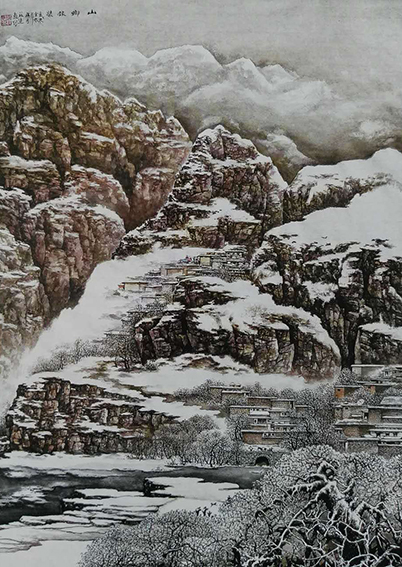 吕程远作品9《山乡银装》91X68cm.jpg