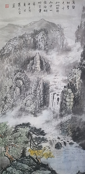 肖天宝作品 《万壑树参天，千山响杜鹃；山中一夜雨，树杪百重泉》.jpg