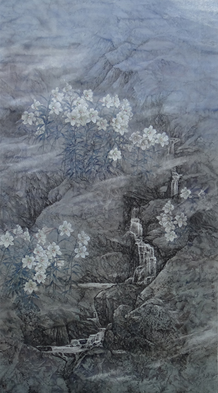 朱三秋作品6《合畅山风》尺寸：210x115cm 纸本2014年.JPG