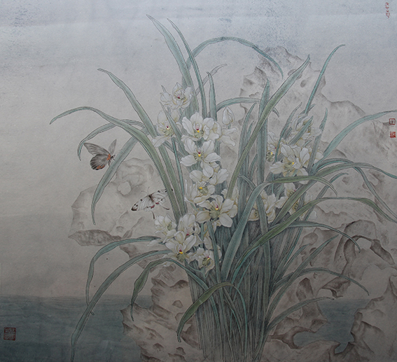 朱三秋作品9《风吹兰花满面香》尺寸：66x66cm 纸本 2013年.jpg