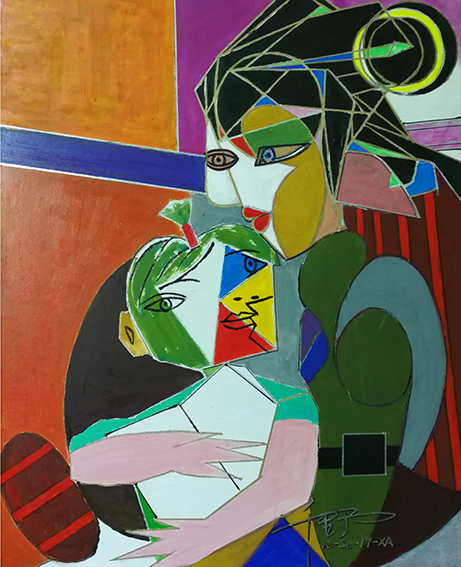 冯千野作品1《母与子》47X58cm   2017年.jpg