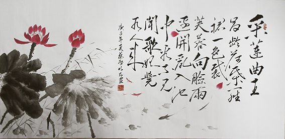 蔡启明作品5 王昌龄诗《采莲曲》138×69cm.jpg