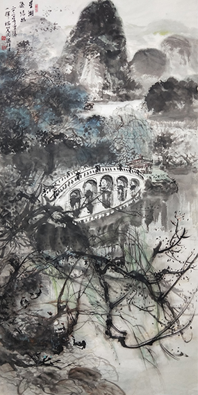 梁桂才作品 《星湖染绿幽》.jpg