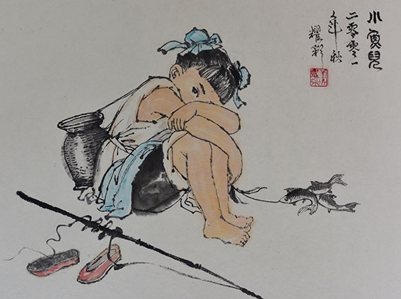 肖耀彩作品10《小鱼儿》45X33cm.JPG