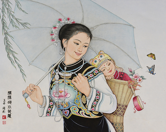 肖耀彩作品8《妈妈的小背篓》82X67cm.JPG