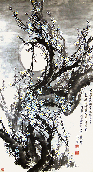 刘凤仙作品《林海万株木，寒梅孤弄芳，朝染乾坤碧，夜夺嫦娥光（蝴蝶梅）》.jpg