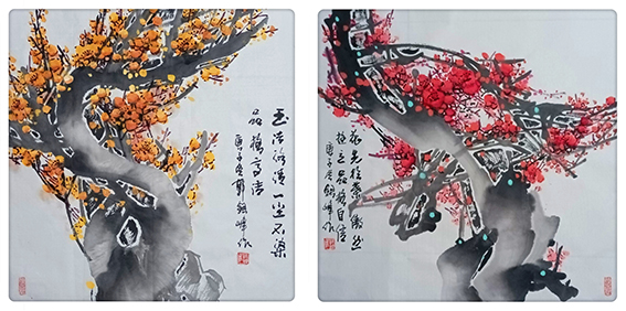 郭银峰国画作品《玉洁冰清一尘不染》 《花先于叶》.jpg
