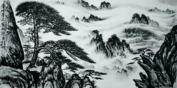 方勇作品 《峰峭摩天苍松迎客》.jpg