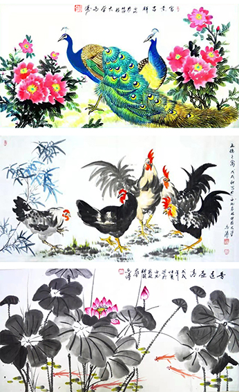 马涛作品《富贵吉祥》 《五德之禽》 《香远益清》.jpg