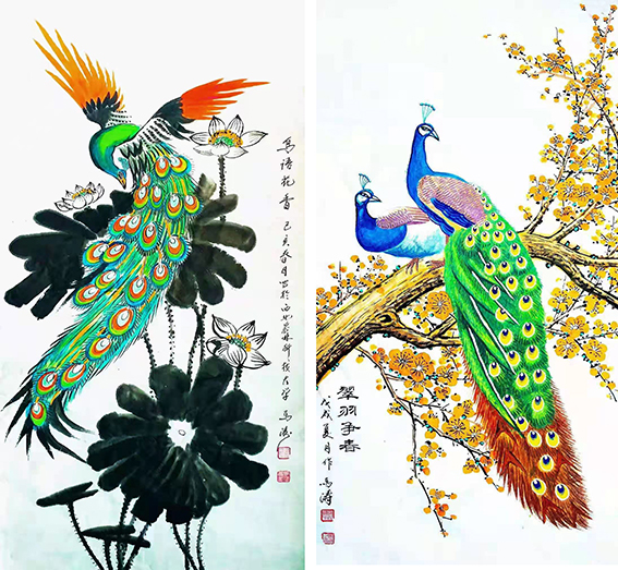 马涛作品《鸟语花香》 《翠羽争春》.jpg