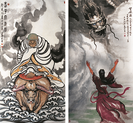 魏振武国画作品《老子云游》200X100cm 《望娘滩》200X100cm.jpg