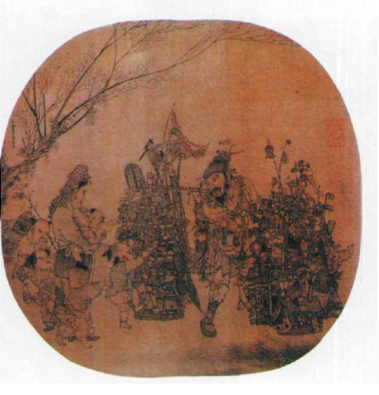 名贤妙迹 册　宋 李嵩《市担婴戏》（局部）
