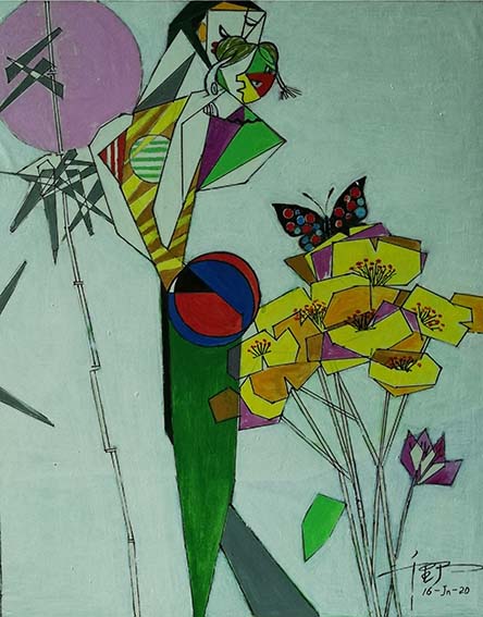 冯千野作品《追碟》48X59cm.jpg