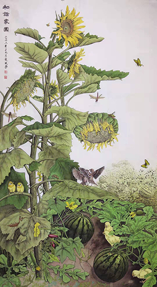 戴现学作品 《和谐家园》规格：168cmX96cm 创作于2013年.jpg