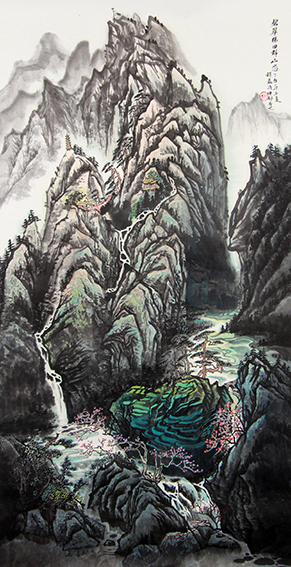 赵磊作品 《碧翠梯田群山恋》规格：137cmx68cm.JPG