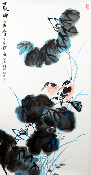 赵磊作品 《晨曲的天音》规格：137cmx68cm.JPG