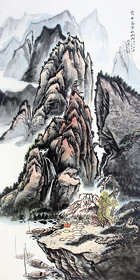 赵磊作品 《霞映落叶秋山响》规格：138cmx68cm.JPG