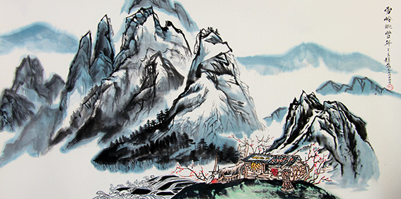 赵磊作品 《雪岭眺丰年》规格：137cmx68cm.JPG