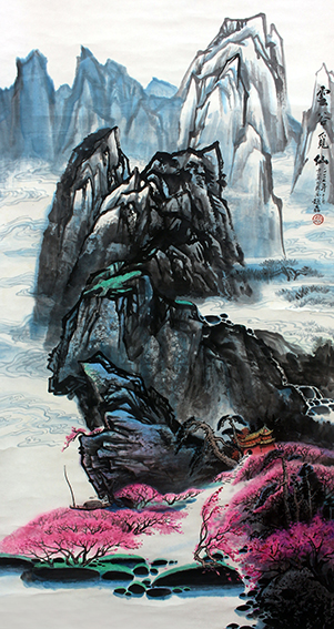 赵磊作品 《云谷觅仙》规格： 137cmx68cm.JPG