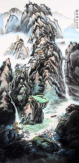 赵磊作品 《云雾飘渺焕春装》规格：137cmx68cm.JPG