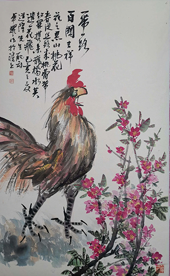 杨华耀作品 《一带一路百国吉祥花之黑山桃花》.jpg