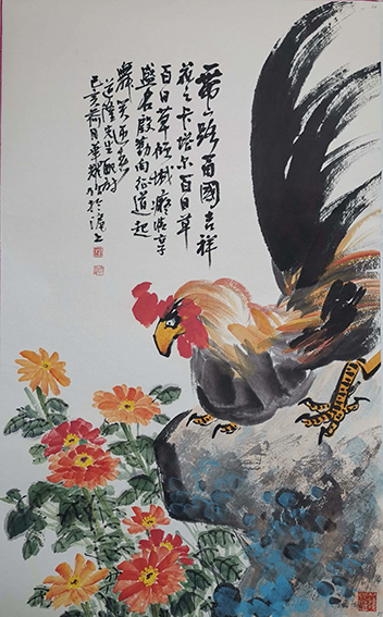 杨华耀作品 《一带一路百国吉祥花之卡塔尔百日草》.jpg