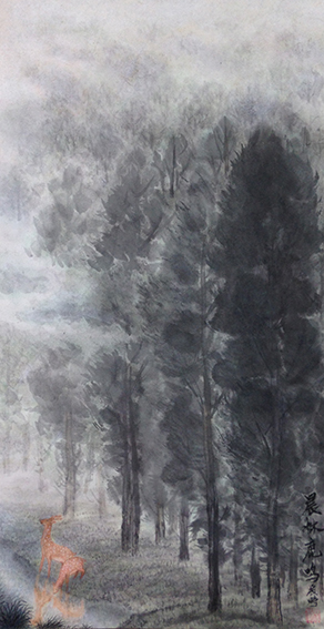 黄展时作品 《晨林鹿鸣》规格：60cmx32cm.JPG