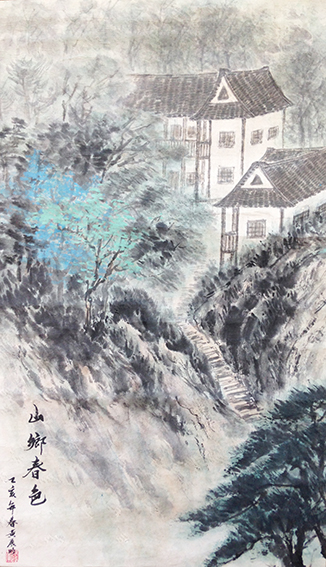 黄展时作品 《山乡春色》规格：64cmx37cm.JPG