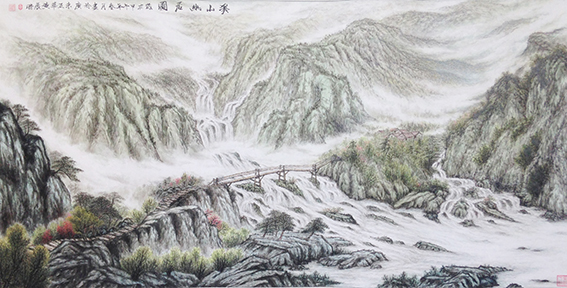 黄展时作品 《溪山幽居图》规格：133cmx67cm.JPG