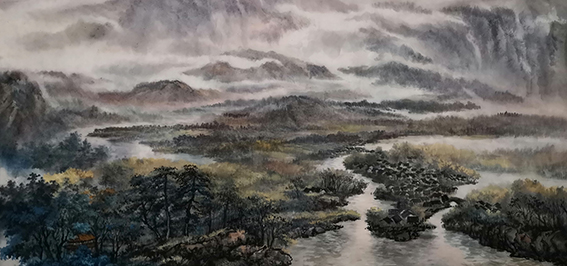盛絜《大好河山》  规格：94×165cm.jpg