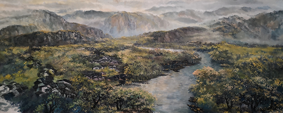盛絜《福闽春晓》  规格：210×84cm.jpg
