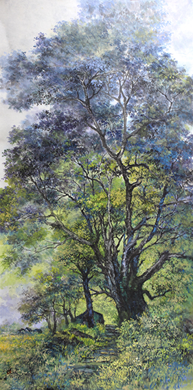 盛絜《记忆村后古道》  规格：65×134cm.jpg