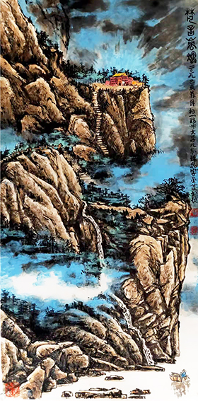 李金庆《梵音岚烟》  二0一九年菊月初一  郑州大学九赤钵斋  规格：138cm×69cm.jpg
